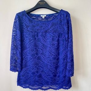 Royal Blue Lace Top with 3/4 Sleeves